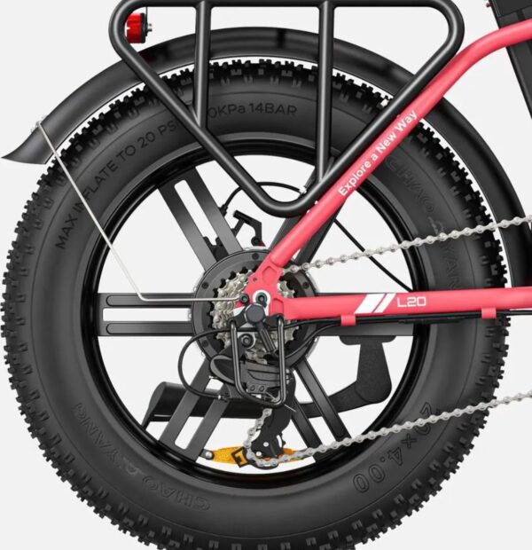 ENGWE L20 Elektrische Fatbike - E-bike - 20 Inch - 250W Motor - 7 Versnellingen - 140 km Actieradius - Mechanische Schijfremmen - Roze - Afbeelding 2