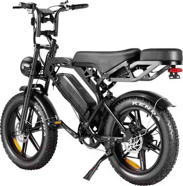 Fatbike V20 Pro - 2025 Model - Max 25km/u - Legaal - Hydraulische Remmen - Compleet met gratis Alarmsysteem + Achterzitje + Telefoonhouder + Voetsteuntjes + Slot - 250W - 7 versnellingen - Zwart - RIJKLAAR SERVICE - Afbeelding 10