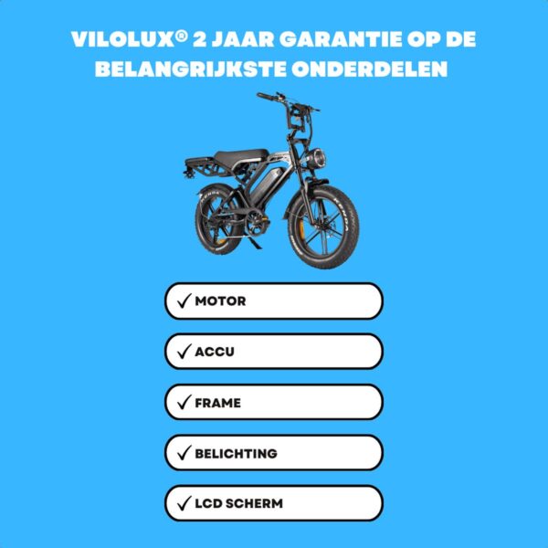 Vilolux® Fatbike electrisch - Fatbike V20 PRO MAX - Achterzit - Voorrek - Legaal - Rijklaar - Niet opvoerbare fatbikes - 2 Jaar garantie - Telefoontasje - Hydraulische remmen - Alarm - Zwart - Afbeelding 15