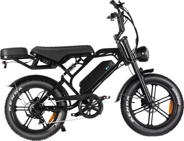 Fatbike V20 Pro - 2025 Model - Max 25km/u - Legaal - Hydraulische Remmen - Compleet met gratis Alarmsysteem + Achterzitje + Telefoonhouder + Voetsteuntjes + Slot - 250W - 7 versnellingen - Zwart - RIJKLAAR SERVICE - Afbeelding 3